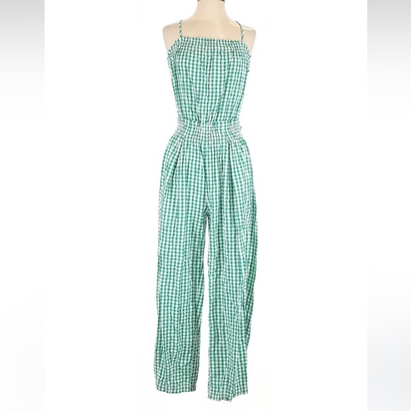 Free People Pants - Free People green gingham jumpsuit
